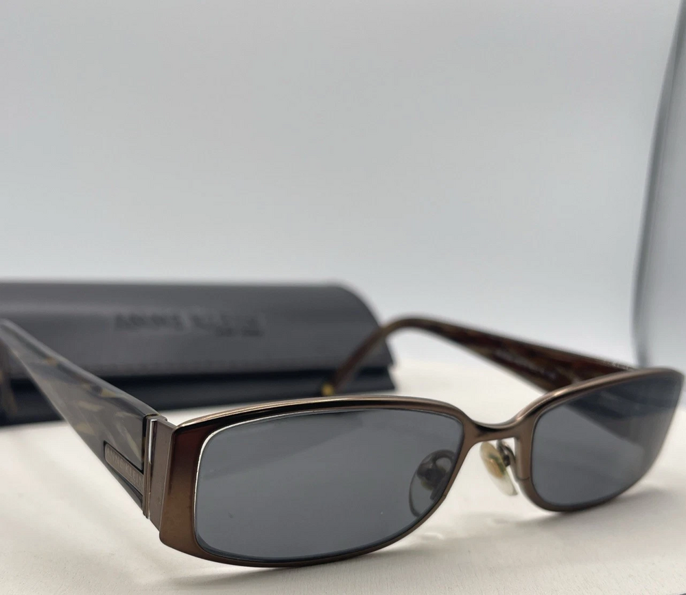 Anne Klein Sunglasses Womens Brown Bronze Rectangular Tortoise with Case AK 9104
